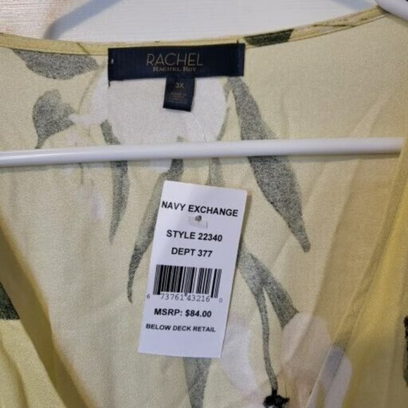 Rachel Roy Plus Size V-Neck, Floral, Size 3X, Flutter Sleeves, Pale Yellow, NWT - Picture 9 of 14